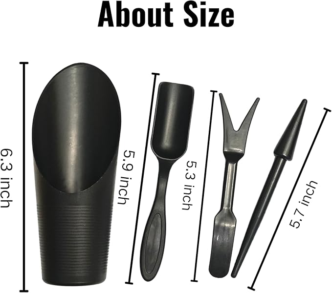Garden Shovel Hand Tools Transplanting Potting Bonsai Soil Scoop Plastic Succulent Kits,Mini Garden Plant Care Shovel Soil (Black)