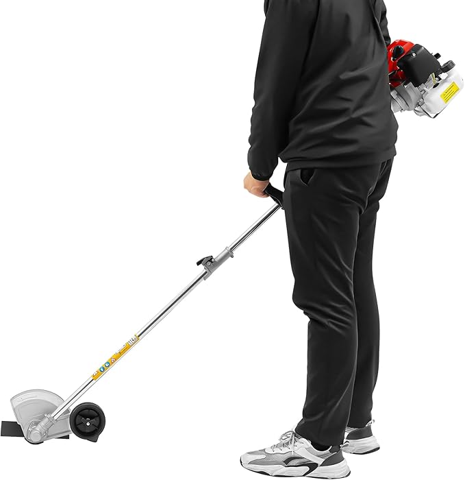 Brush Cutter, 2-Stroke 43CC 1.25 KW Gas Lawn Edger Single Cylinder Air Cooled Weed Wacker Multifunction Weed Eater Aluminum Alloy Gas Powered Weed Trimmer Garden Trimmer w/0.264 Gal Fuel Tank Capacity
