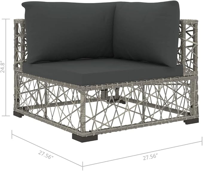 Patio Lounge Set with Cushions,Outdoor Furniture,Outdoor Furniture Sets,Patio Conversation Sets,for Garden,Deck,Backyard,5 Piece Poly Rattan Gray