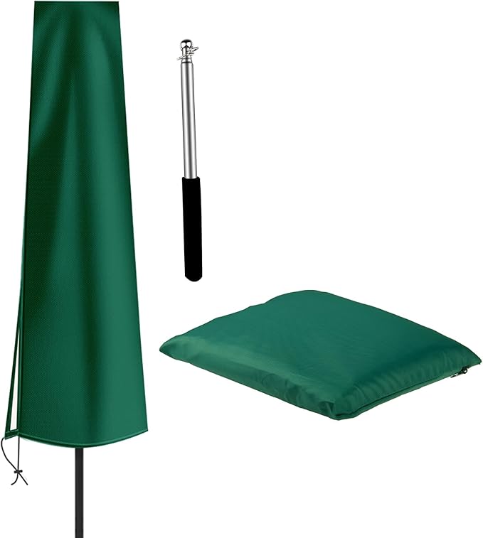 Dafire Patio Umbrella Cover for 7FT to 9FT Patio Umbrellas,1.7m Parasol Covers (Green 420D),Oxford Fabric Waterproof Market Umbrella Cover with Zip,Parasol Covers for Outdoor Umbrellas with Rod