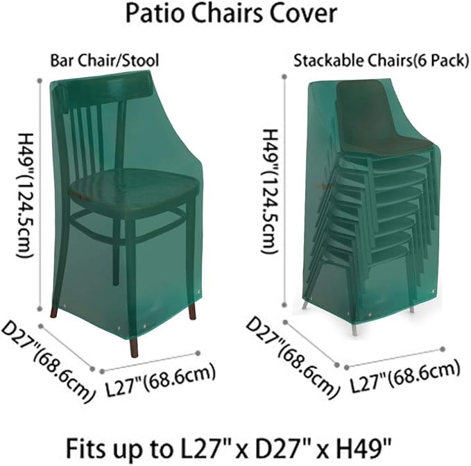 RosieLily High Back Patio Chair Covers Waterproof Heavy Duty Stackable Outdoor Bar Stool Cover Patio Furniture Covers Outside Lounge Deep Seat Covers, High Back-2 Pack Green