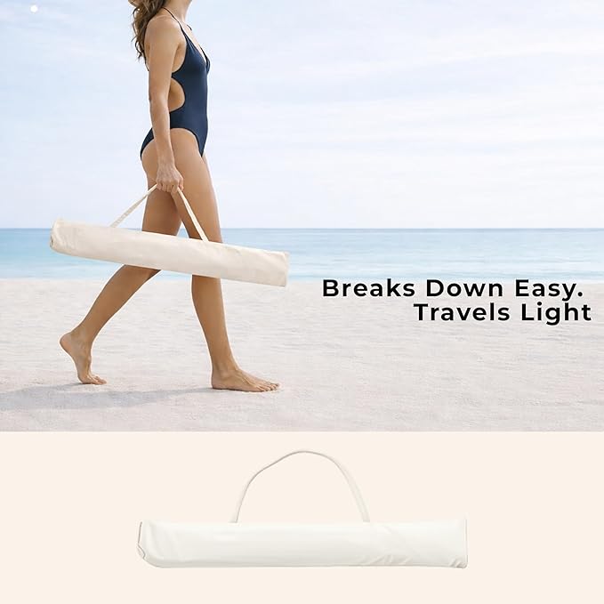 6FT Patio Beach Umbrella for Outdoor, UPF 50+ Sun Shade for Patio, Backyard, Garden, Pool and Beach, Tilt Adjustable, Portable, Harbour White