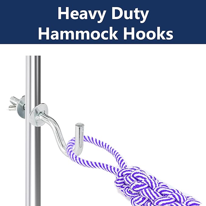 No Rust 3/8 Inch Diameter 2 Pcs Hammock Hooks Galvanized Zinc Hook Heavy Duty Metal Indoor Outdoor Hammocks Replacement Silver Hooks for 1-1/4 to 2 Inch Stand Holes Home Hardware Accessories