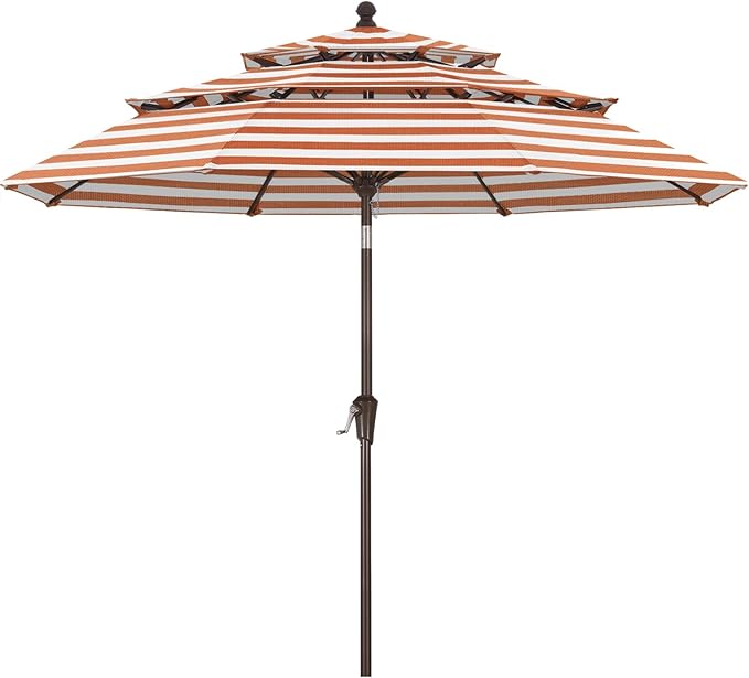 ABCCANOPY 5-Year 10-Year No Fading 9FT 3 Tiers Patio Umbrella, Outdoor Table Umbrella with 8 Sturdy Ribs for Deck, Backyard, Garden, Yard