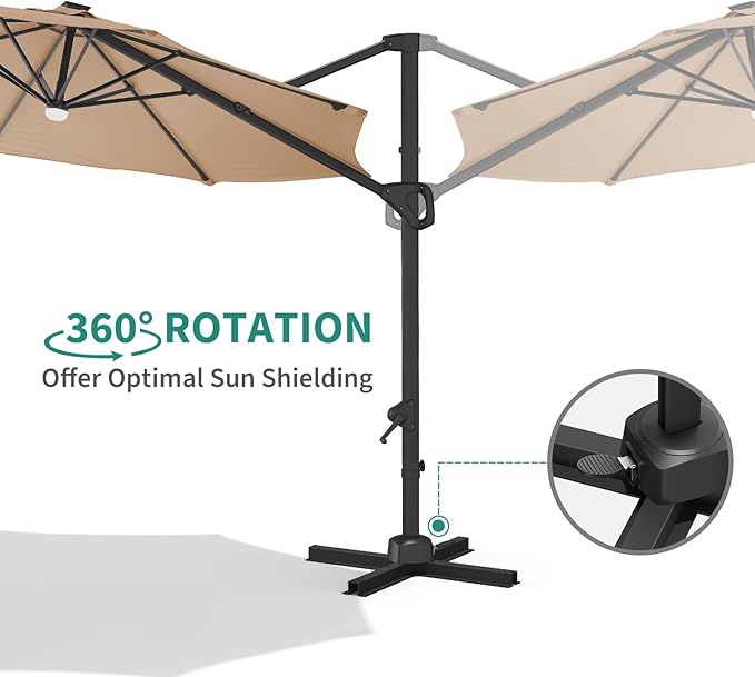 Garvee Cantilever Patio Umbrella 10ft Large Round Umbrella Outdoor Market Umbrellas 360°Rotation Offset Hanging Outdoor Shade for Patio
