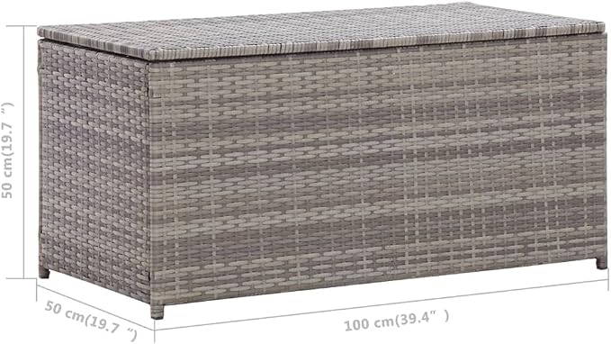 Patio Storage Box Poly Rattan Garden Tool Box Outdoor Storage Chest for Deck Garden 39.4"x19.7"x19.7" Gray