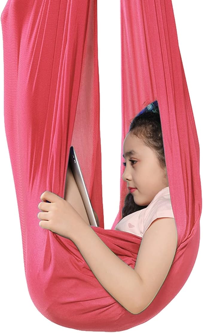 Sensory Swing for Adults Therapy Swing for Kids Indoor Outdoor Soothing Calming Snuggle Hammock Durable Soft Fabric Swing Help Children with Sensory Needs