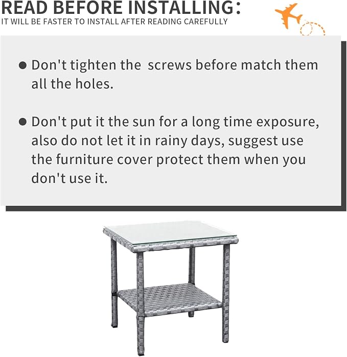 Valita Outdoor Wicker Glass Top Side Table - Patio Rattan Square End Table with Storage, Grey