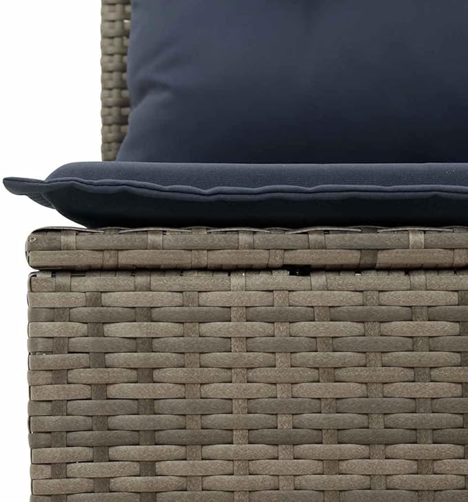 vidaXL Patio Sofa Set with Cushions 4 Piece, Outdoor Conversation Set, Sectional Sofa for Balcony Garden, Patio Furniture, Gray Poly Rattan