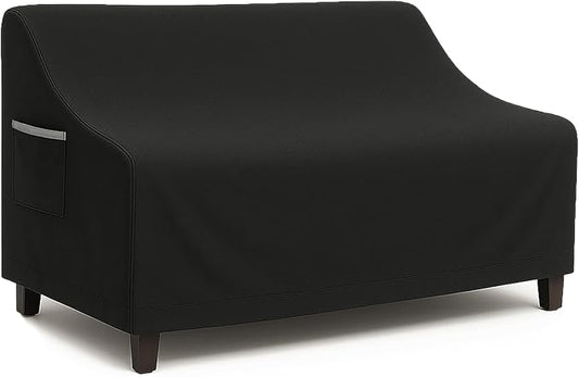 Waterproof Patio Loveseat Cover, 76W x 32.7D x 33H inches Heavy Duty 600D Weather-Resistant Outdoor Furniture Protector Black
