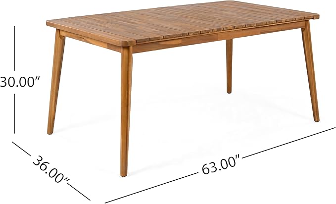 Merax 5 Piece Patio Dining Set, Outdoor Acacia Wood 63" Slatted Dinning Table and 4 Rattan Arm Chairs w/Sturdy Wood Legs for Backyard,Balcony, Garden, Poolside, Mocha+Teak