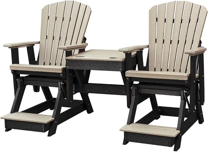 OS Home and Office 516WWBK-K Double Balcony Height Glider with Center Table