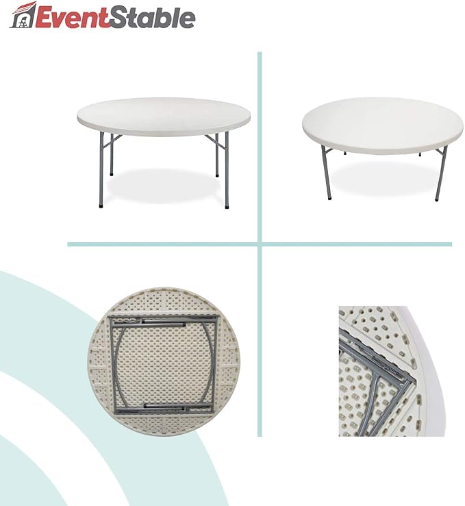 EventStable TitanPRO Plastic Folding Table - Polyethylene Sturdy Outdoor Folding Table - Lightweight Fold Up Table for Weddings Cocktail Parties patios 10-72''