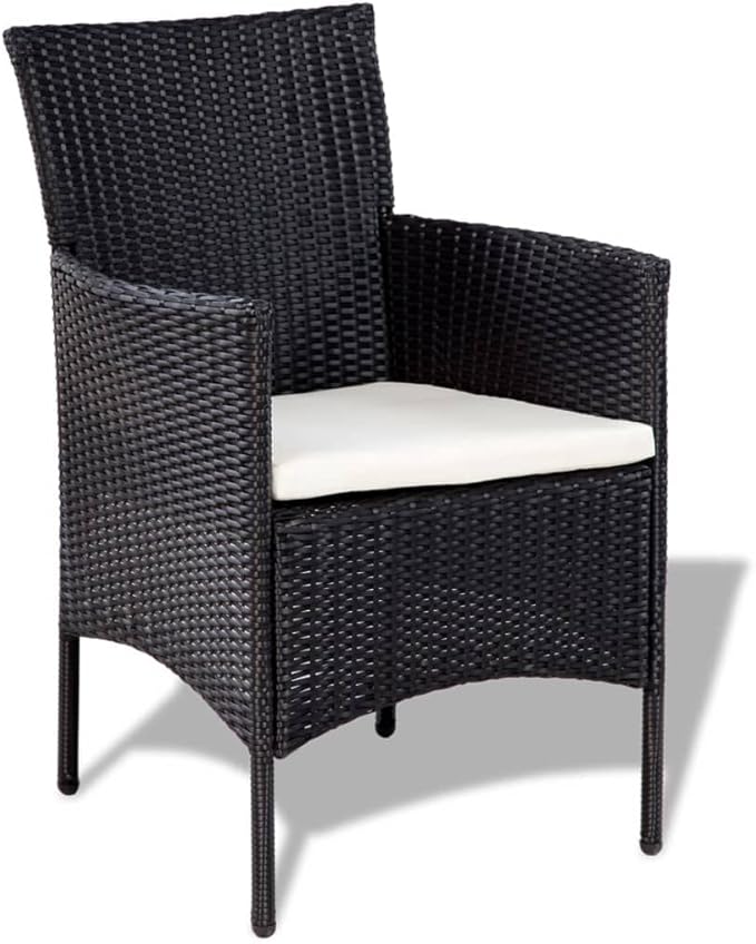 Patio Lounge Set with Cushions,Outdoor Patio Furniture,Outdoor Chat Conversation Set,Garden Furniture Sets,for Patio,Backyard,Garden,Outdoor,4 Piece Poly Rattan Black
