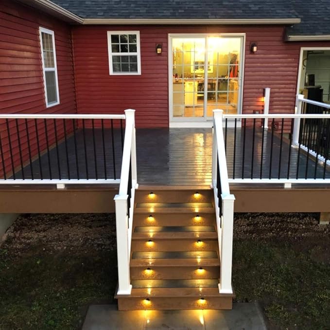FVTLED 30pcs Low Voltage LED Deck Light Kit Φ1.38 Waterproof Outdoor Step Stairs Garden Yard Patio Landscape Decor Lights Warm White Lamp