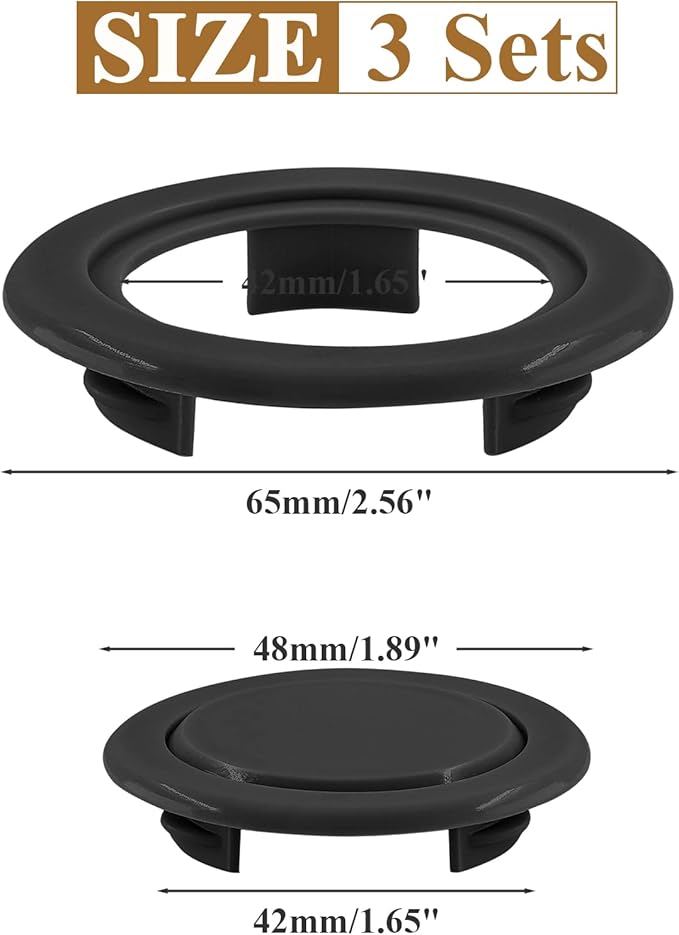 Biaungdo 3 Sets 2 Inch Outdoor Patio Table Umbrella Hole Ring and Cap Set, Standard Size Garden Beach Tablet Thicker Hole Ring Plug and Cap Set(Black)