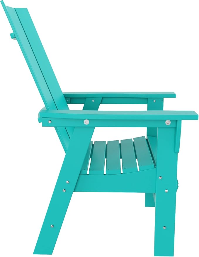 WestinTrends Ashore 6 Pieces Adirondack Patio Dining Set with Bench, All Weather Poly Lumber Slatted Outdoor Furniture Set, 71" Trestle Table and 4 Adirondack Chair and Outdoor Bench, Turquoise