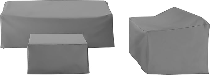 Crosley Furniture Patio Furniture Covers, Waterproof 3-Piece Cover Set for Outdoor Sectional Sofa Sets, Gray