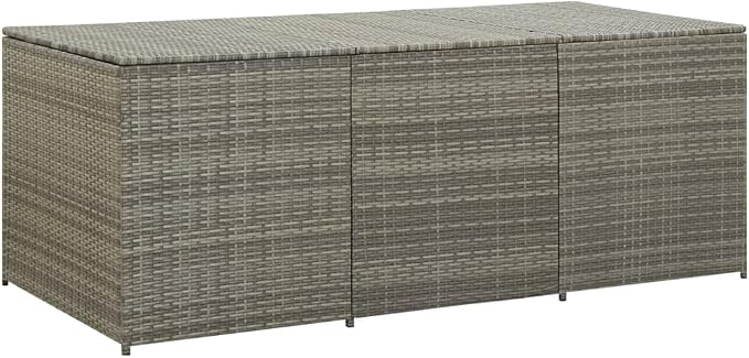 Patio Storage Box Poly Rattan,Storage Bench,Patio Box,Outdoor Storage Box,Toy Box,Porch Storage Box,for Patio Furniture Outdoor Cushions,Garden Tools and Pool Toys, 70.9"x35.4"x29.5" Gray