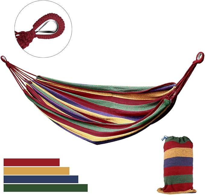 Ruilogod Single/Double Hammock Portable Swing Hanging Bed for Backyard, Park, Outdoor and Indoor Use, Free Carrying Bag Included Red 200cm x 150cm Combo A (id: 97c dab cdd EDA 7cb