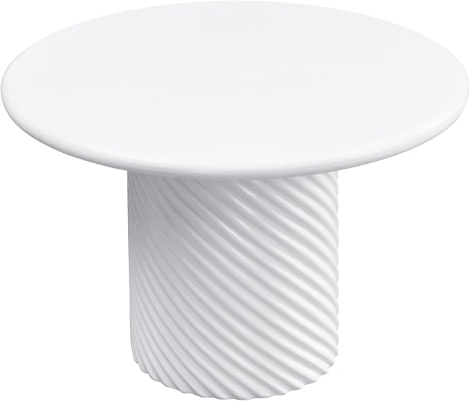Christopher Knight Home Modern Roski 43" Round Outdoor Dining Table, Modern Patio Dining Table for 4, Lightweight Concrete Patio Coffee Table, MGO Garden Dining Table with Ribbed Base, White