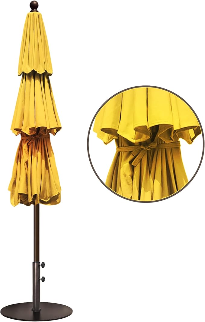 EliteShade USA 10-Year-Non-Fading 11ft 3-Tier Market Patio Umbrella, Commercial Grade Outdoor Table Umbrella with Crank Open, Windproof & UPF 50+ UV Protection, Heavy Duty Ventilation for Garden, Deck, Pool, Backyard, Beach & Bistro, No Tilt, Sunflower...