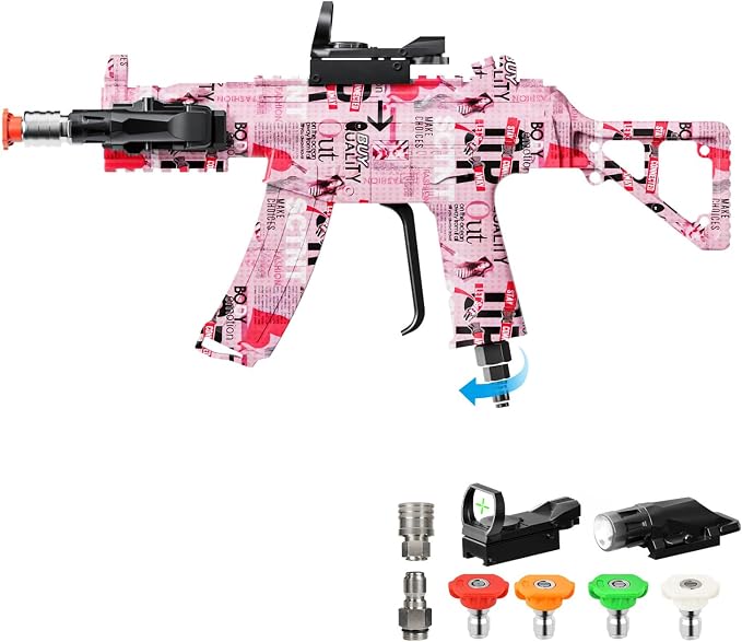 MP5S Pressure Washer Gun with Swivel - 3000 PSI High Pressure Spray Gun with 3/8" Quick Connect Plug Inlet, Foam Cannon Compatible Power Washer Handle for Car, Home & Outdoor Cleaning (Pink)