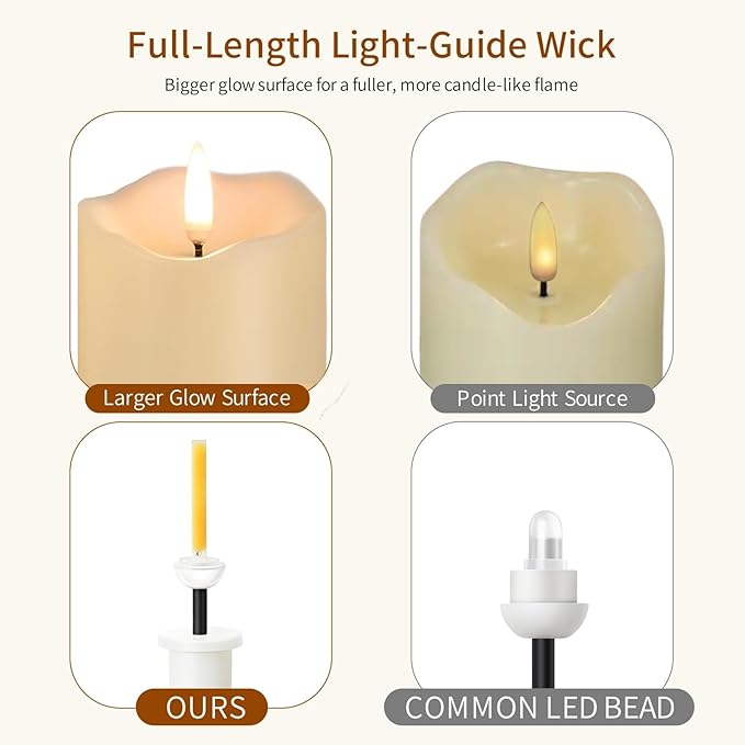 ANGELLOONG Flickering Flameless Candles, Realistic Battery Operated Candles with Remote and Timer, Set of 3 LED Candles for Room Fall Home Wedding Decor Centerpieces Table Party Valentines Decorations