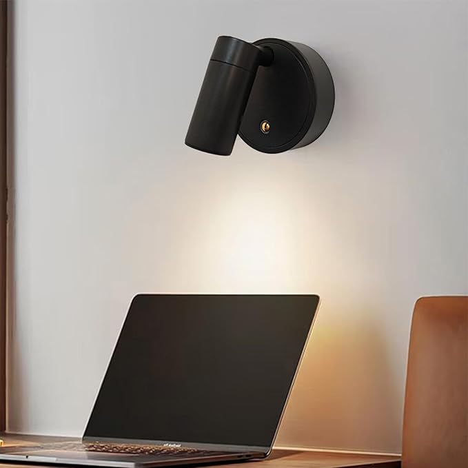 Spot Lights Indoor, Rechargeable Plant Spotlight Indoor, 360° Rotate Wireless LED Uplighting, Battery Powered Ceiling Spotlight for Artwork Painting Tree Plant Picture Lights Wall Light (Black)