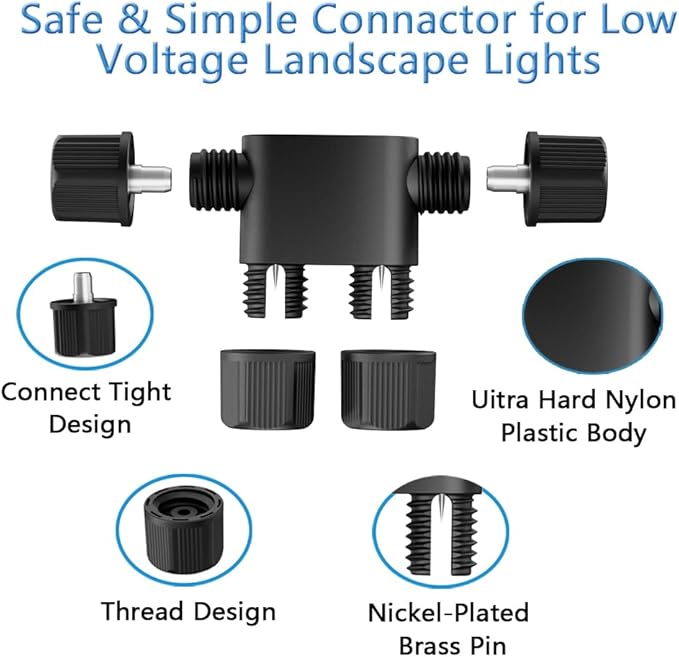 NETEHA 16 Pack Low Voltage 12-18 Gauge Wire Connectors for Landscape Lighting, Pathway Lights, Outdoor LED Lights