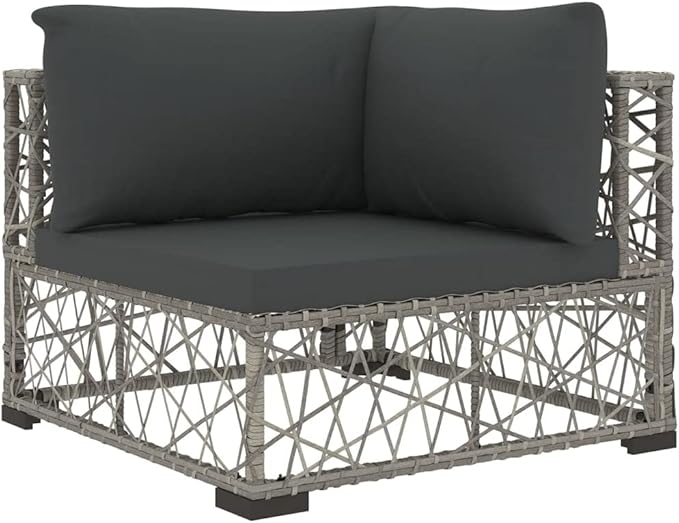 Patio Lounge Set with Cushions,Outdoor Furniture,Outdoor Furniture Sets,Patio Conversation Sets,for Garden,Deck,Backyard,6 Piece Poly Rattan Gray