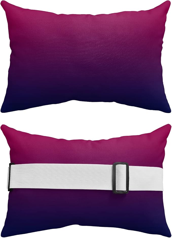 Outdoor Pillows Covers with Inserts Wine Red Purple Gradient Waterproof Recliner Pillow with Adjustable Strap Throw Pillows for Patio Furniture Pool Lounge Chair, 11x16 inch, 1PCS