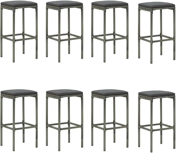 Patio Bar Set with Cushions,Patio Lounge Set,Conversation Sets,Outdoor Garden Table and Chairs Sets,Outdoor Patio Furniture,for Patio,Backyard,Garden,9 Piece Gray