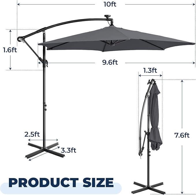 Bonnlo Patio Umbrella with Easy Push Button Tilt Outdoor Patio Umbrella Backyard Market Table Umbrella