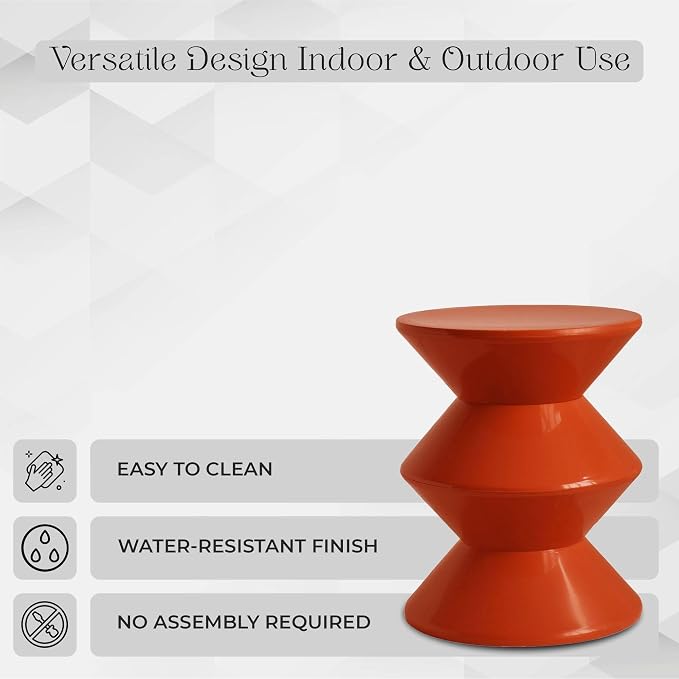 LeisureMod Aura Collection Modern Round Side Table - Brown ABS Plastic Double-Hourglass Pedestal - No Assembly Weatherproof Accent Furniture for Living Room, Patio & Outdoor Decor