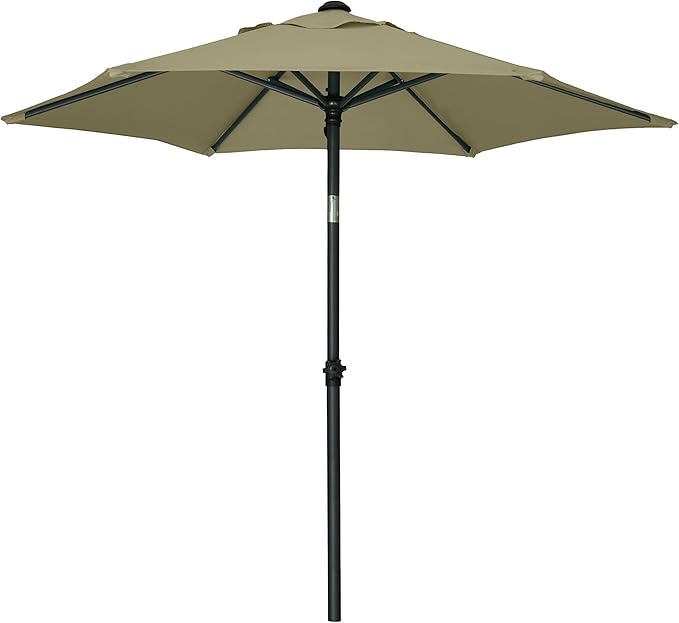 AMMSUN 6ft Patio Umbrella Outdoor Table Umbrellas with Push Button Tilt, UPF50+ Premium Steel Pole and Ribs for Deck, Lawn, Garden, Backyard & Pool (Khaki)