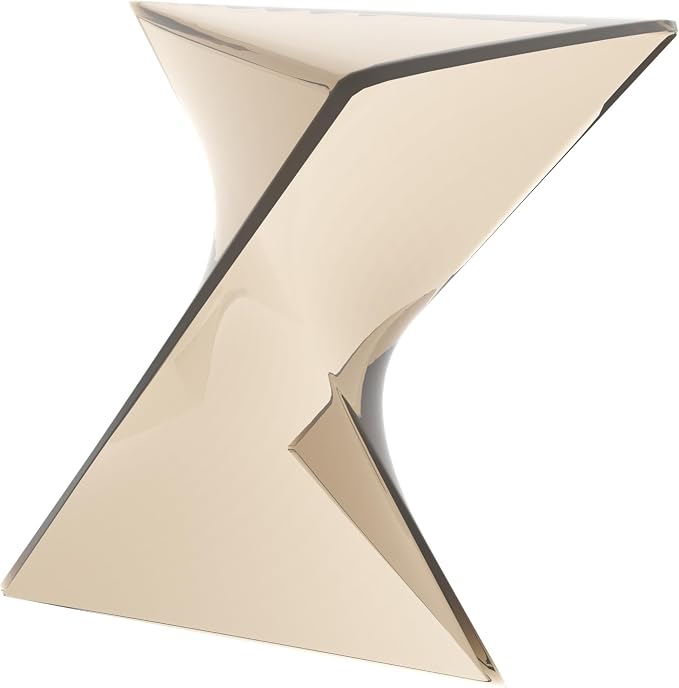 LeisureMod 15.75" Triangular Side Table, Stackable Plastic Accent End Table for Indoor & Outdoor Use, Weather-Resistant Modern Patio & Living Room Table, Set of 4, Amber (Transparent)