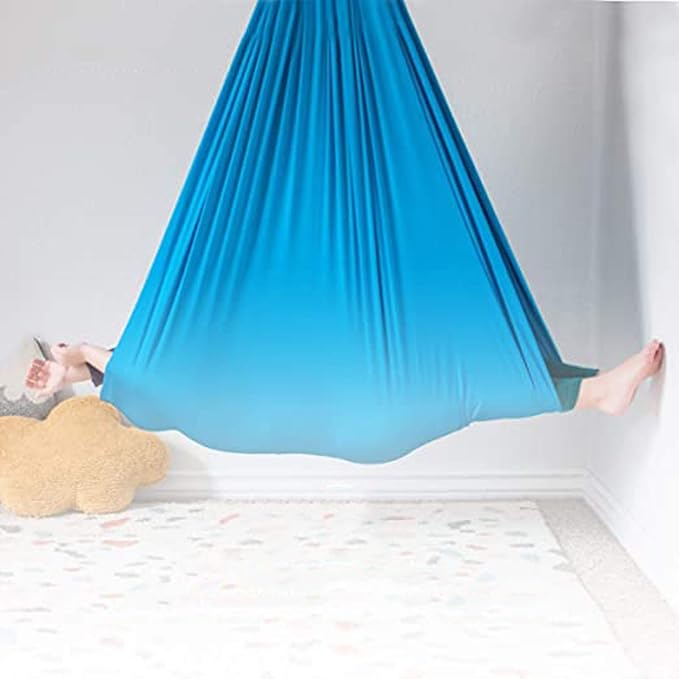 Indoor Sensory Swing Snuggle Cuddle Hammock for Kids Children Special Needs Elastic Parcel Steady Seat Swings (Color : Gray, Size : 150 x 280 cm)