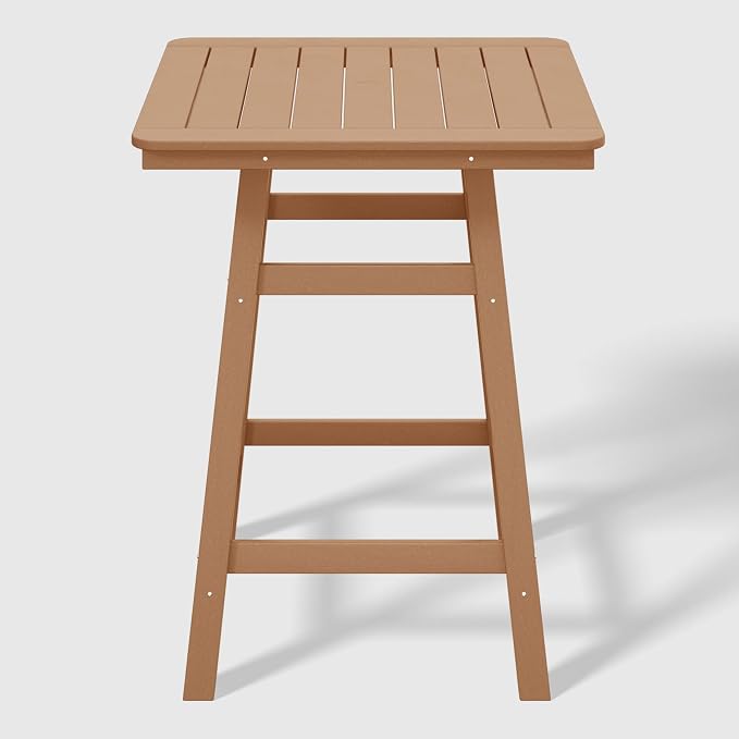 WestinTrends Malibu Square Outdoor Patio Counter High Bistro Bar Table with Umbrella Hole 37" Tall, Teak