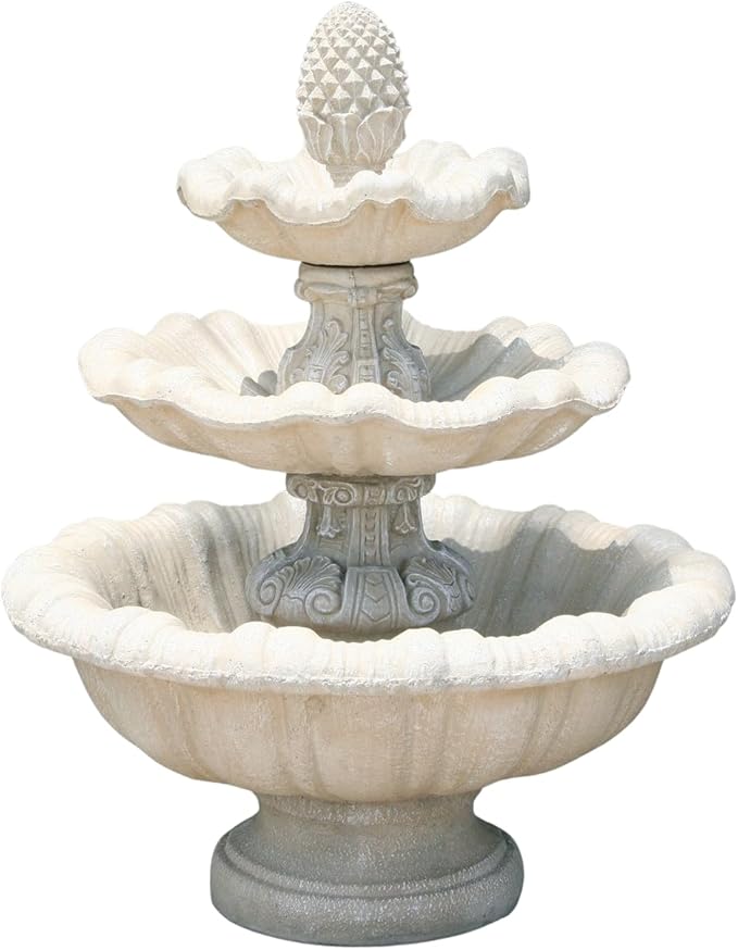 Solid Rock Stoneworks Extra Large 3 Tier Concrete Fountain- 64" Tall- Desert Sand