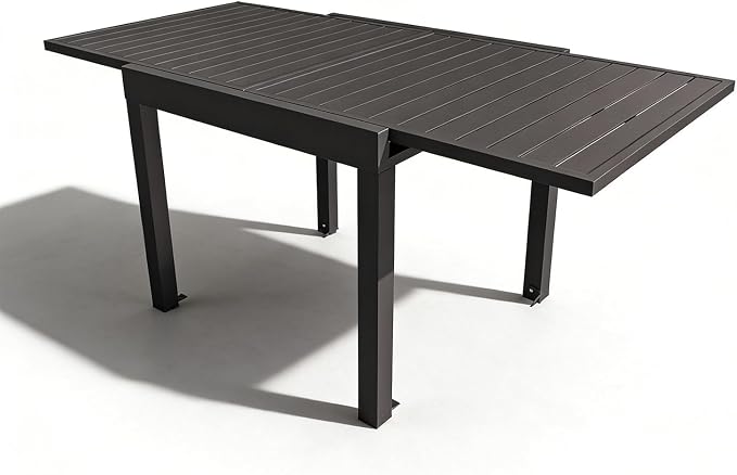 Domi Expandable Outdoor Dining Table for 4-6, Aluminum Patio Dining Table 35'' -70'', Rectangular Extendable Dining Table for Garden, Backyard, Porch