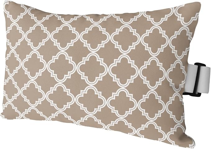 Outdoor Pillows Covers with Inserts Beige Moroccan Pattern Geometric Waterproof Recliner Pillow with Adjustable Strap Throw Pillows for Patio Furniture Pool Lounge Chair, 11x16 inch, 1PCS