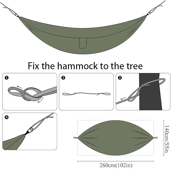 Hammocks for Camping with Cover, Portable Hammock for Trees, Double Hammock with Mosquito Net Double, Hammocks for Outside 2 Person, for Beach, Backyard, Patio
