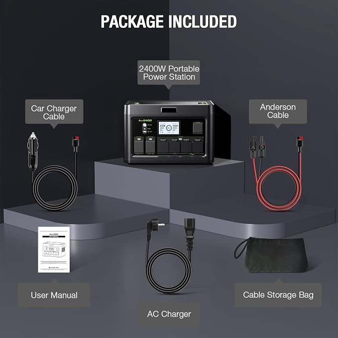 Portable Power Station 2400W, 1843.2Wh LiFePO4 Solar Generator, 4800W Peak, 12 Ports with 4 AC Outlets & 100W USB-C PD, Ultra-Fast 2H Charging for Home Backup, RV Camping, Emergency Power Outages