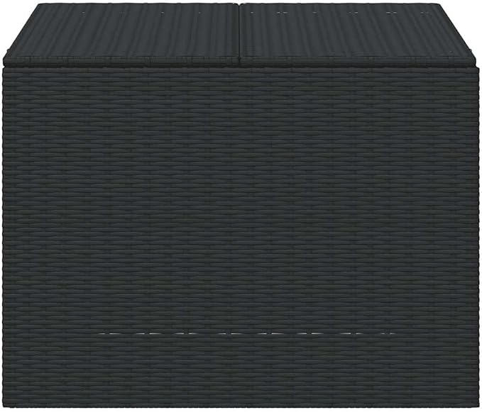 Black 76.9 Gal Poly Rattan Garden Storage Box with Waterproof Bag and Steel Frame