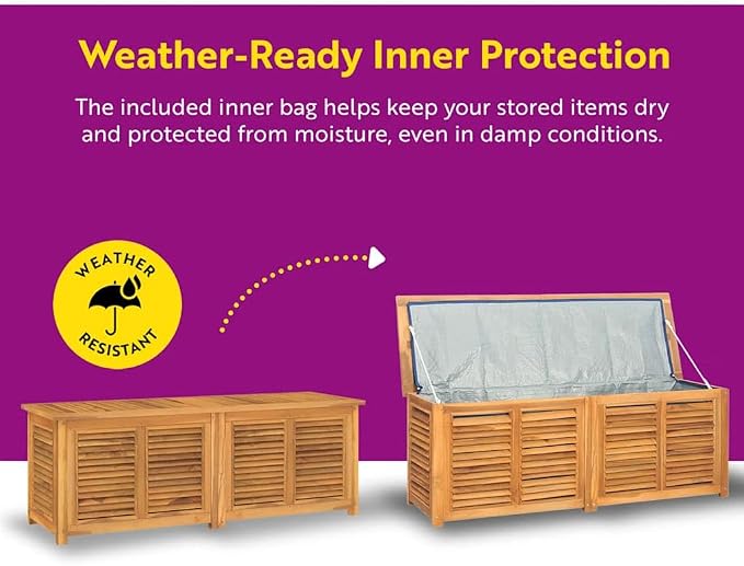 vidaXL Patio Storage Box with Bag, Outdoor Storage Box, Outdoor Cushion Storage for Patio Furniture Garden Tools, Retro Style, Solid Wood Teak
