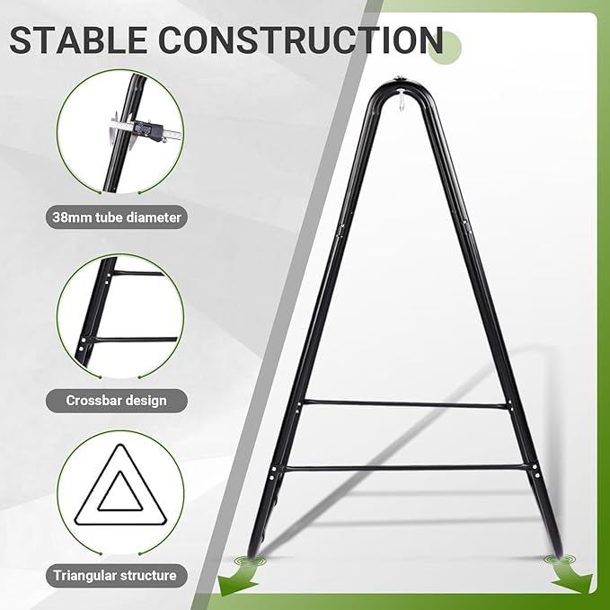 Premium Hammock Stand, Heavy Duty Steel Frame with Waterproof Coating, 600lb Capacity Outdoor Hanging Stand, Non-Slip Base for Secure Placement on Patio, Garden or Balcony