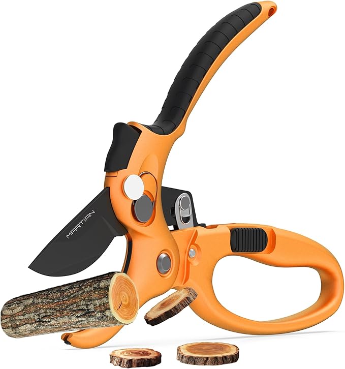 8" Detachable Blade Garden Shears – Heavy-Duty SK5 High Carbon Steel, Easy-Release Blades for Pruning, Trimming & Cleanup | Ergonomic Non-Slip Grip