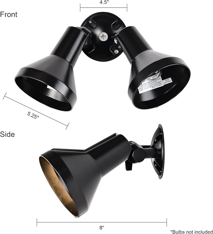 Nuvo Lighting SF77/701 Two Light Outdoor Heavy Duty Cast Aluminum Durable Weather Proof Security Flood Light, Black