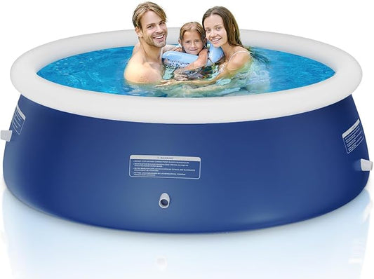 2025 Upgrade 10'*30" Round Inflatable Above Ground Swimming Pool Fast Easy to Set Up Blow Up Pool for Summer Outdoor Garden Backyard Childen Adults Dark Blue